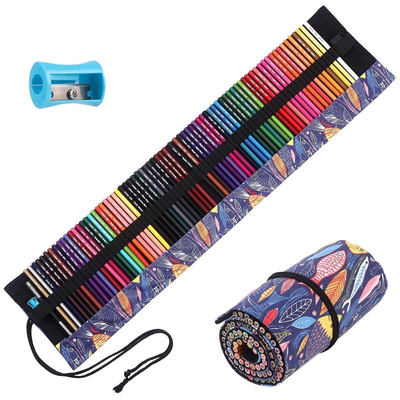 72 Colored Pencils for Adult Coloring Books Professional Coloring Drawing Set Art Coloring Pencils With Sharpener and Roll Up Canvas Bag for Artist Student Sketching Shading Coloring