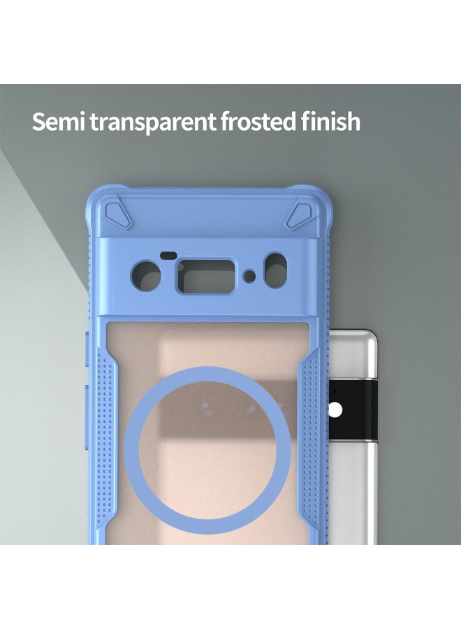 غطاء حمايه لهاتف جوجل بيكسل 6 برو جراب ارمور مغناطيسي ياتي بحواف مرتفعة حول الشاشة وعدسة الكاميرا تساعد على منع الخدوش - ازرق - Image 4