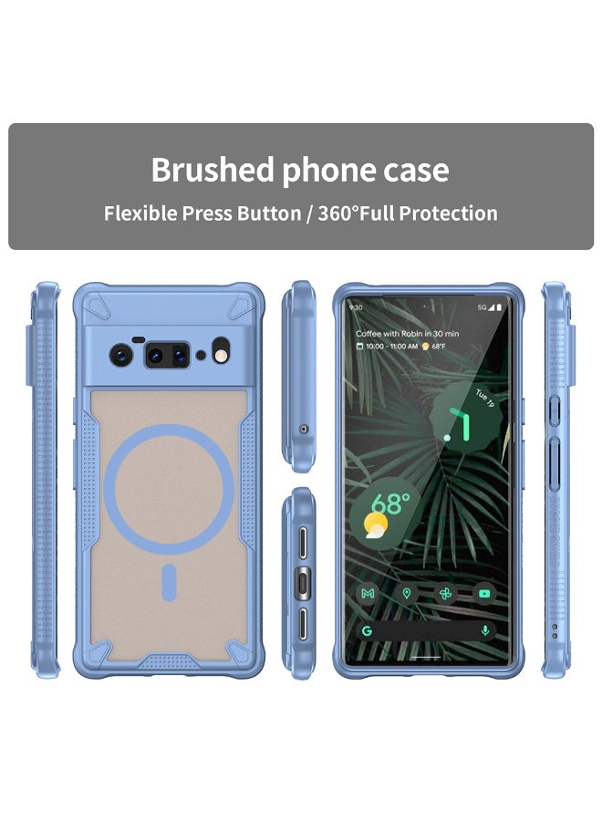 غطاء حمايه لهاتف جوجل بيكسل 6 برو جراب ارمور مغناطيسي ياتي بحواف مرتفعة حول الشاشة وعدسة الكاميرا تساعد على منع الخدوش - ازرق - Image 3