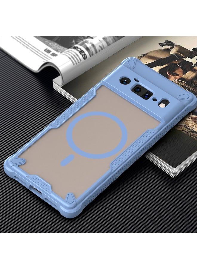 غطاء حمايه لهاتف جوجل بيكسل 6 برو جراب ارمور مغناطيسي ياتي بحواف مرتفعة حول الشاشة وعدسة الكاميرا تساعد على منع الخدوش - ازرق - Image 2