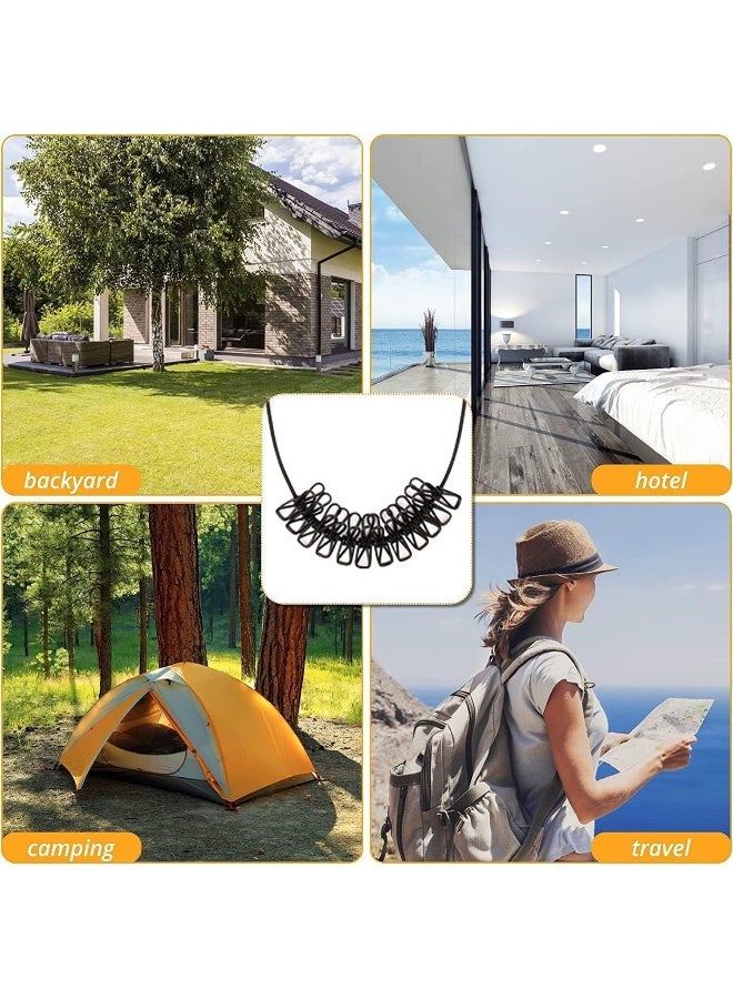 SAFENHAND Portable Elastic Windproof Clothesline with 12 Clips for Indoor & Outdoor Laundry Drying, Easy Cotton Woven Clothes Hanger Multi Color - Image 5