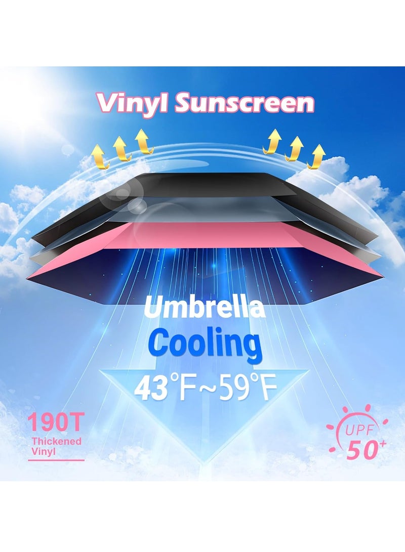 Uv Umbrellas for Sun Protection with Fan, Cooling Umbrella with Fan,Portable and Rechargeable, Travel Pocket Summer Umbrella for Sun or Rain, Umbrella with fan Silver and Blue - Image 3