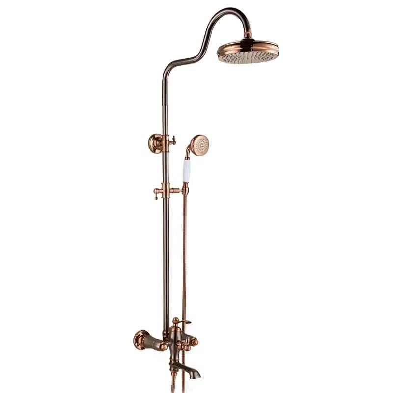 Aquieen Aquieen Shower Column Set Wall Mounted Wall Mixer with Sliding Rail Hand Shower and Overhead Shower Antique Oil Rubbed Bronze  - Image 3