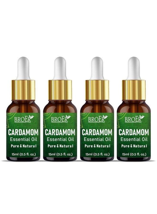 BROER Naturals Cardamom Essential Oil | 100% Pure & Undiluted - Therapeutic Grade for Skin Care, Hair Care & Aromatherapy | Cruelty Free & Vegan - (pack of 4) 60ml - Image 1