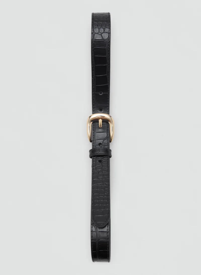 MANGO Croco leather-effect belt