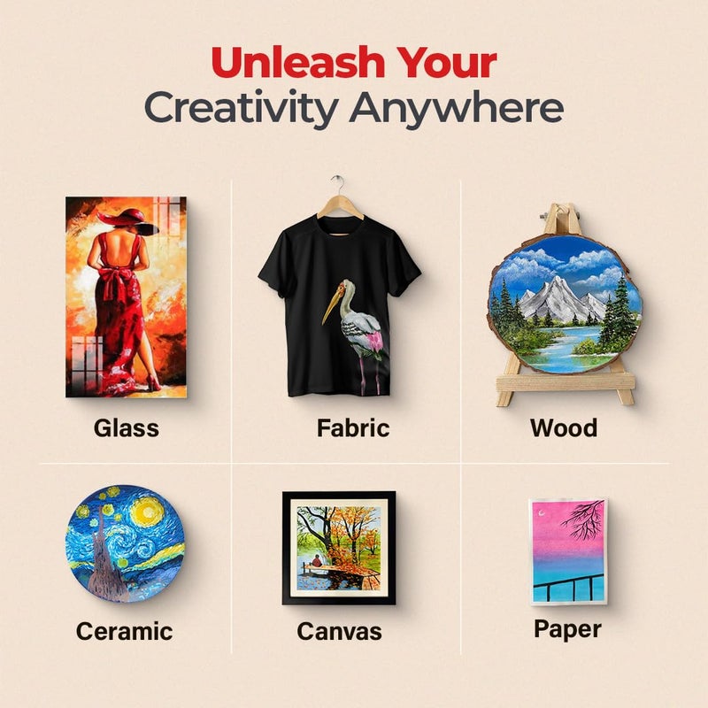 Camel Acrylic Ultra Colour - 12 Rich Shades (10ml each) | Multi-Surface DIY Paints | Vibrant & Permanent Colors | Suitable on Canvas, Wood, Fabric, Paper and Ceramics - Image 3