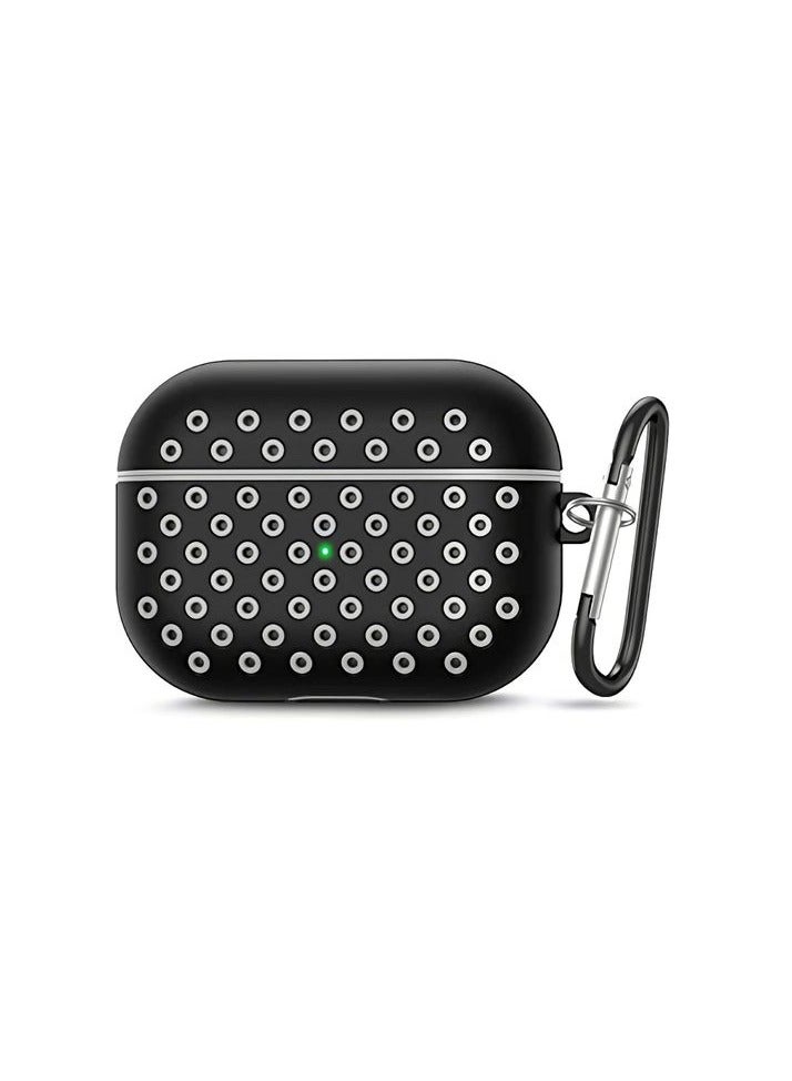 Airpods Wireless Case for Air Pods Pro | Soft Silicone, Waterproof cover with Keychain for Boys, Girls, Kids | Funky Cool Airpod Case, Multi Colour Spotty Design (Black+White Pro) - Image 1