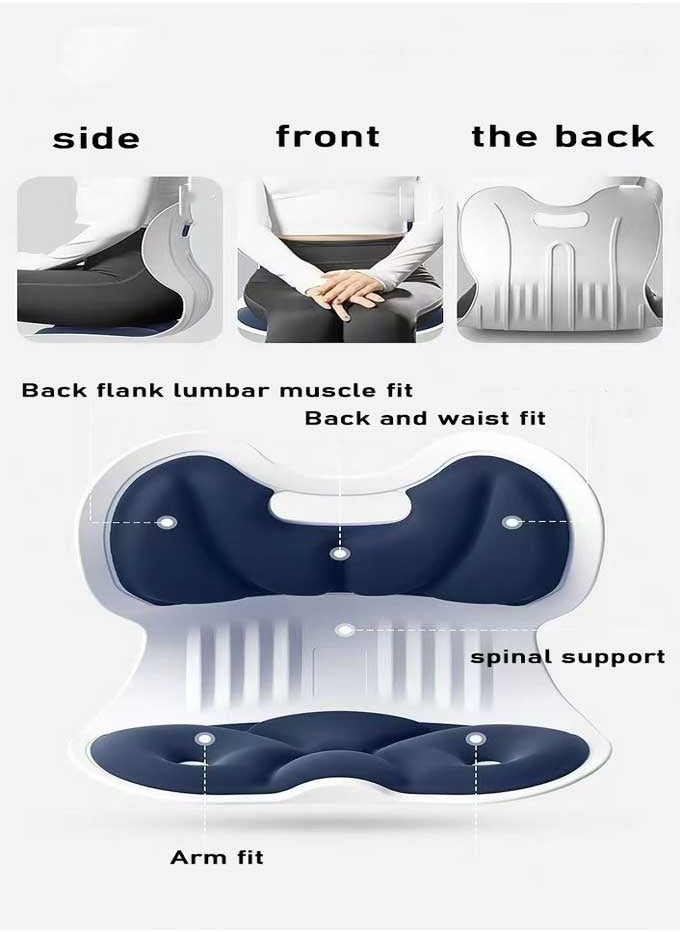 Seat cushion and lumbar support pillow Orthopedic memory foam seat back cushion is used to relieve pain in the lower back and tailbone of sciatica. Adjustable recliner ergonomic washable multi-functional cushion is suitable for automobile offices