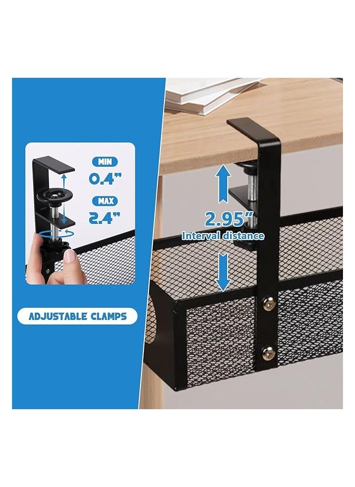 The White Shop - Black Cable Management Tray, Cable Management Under Desk No Drill, Cable Tray with Clamp & Cable Ties for Office, Home - Image 1