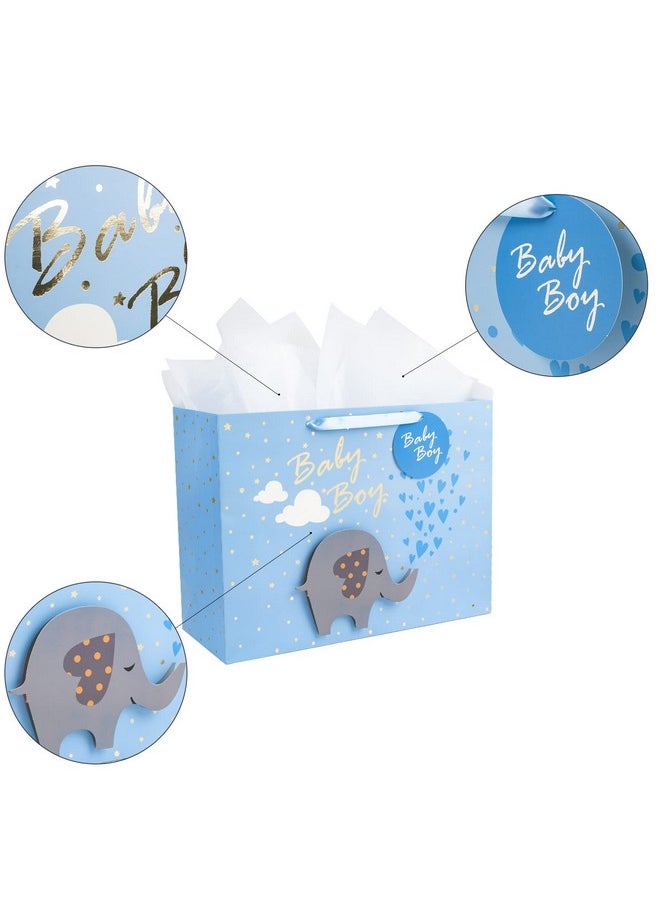 MAYPLUSS 16" Extra Large Gift Bag With Greeting Card And White Tissue Paper Baby Boy 3D Making Design  - Image 3