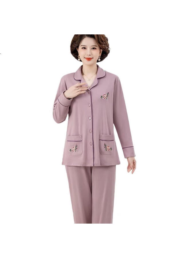 GUJIN 100% Cotton Pajamas For Middle-Aged And Elderly Women, Spring And Summer Loungewear, Plus Size Sleepwear Set For Grandmothers, 2Xl - Image 3