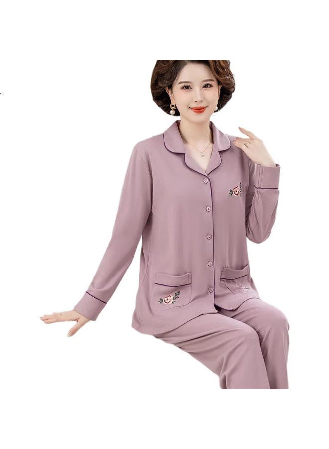 GUJIN 100% Cotton Pajamas For Middle-Aged And Elderly Women, Spring And Summer Loungewear, Plus Size Sleepwear Set For Grandmothers, 2Xl - Image 1