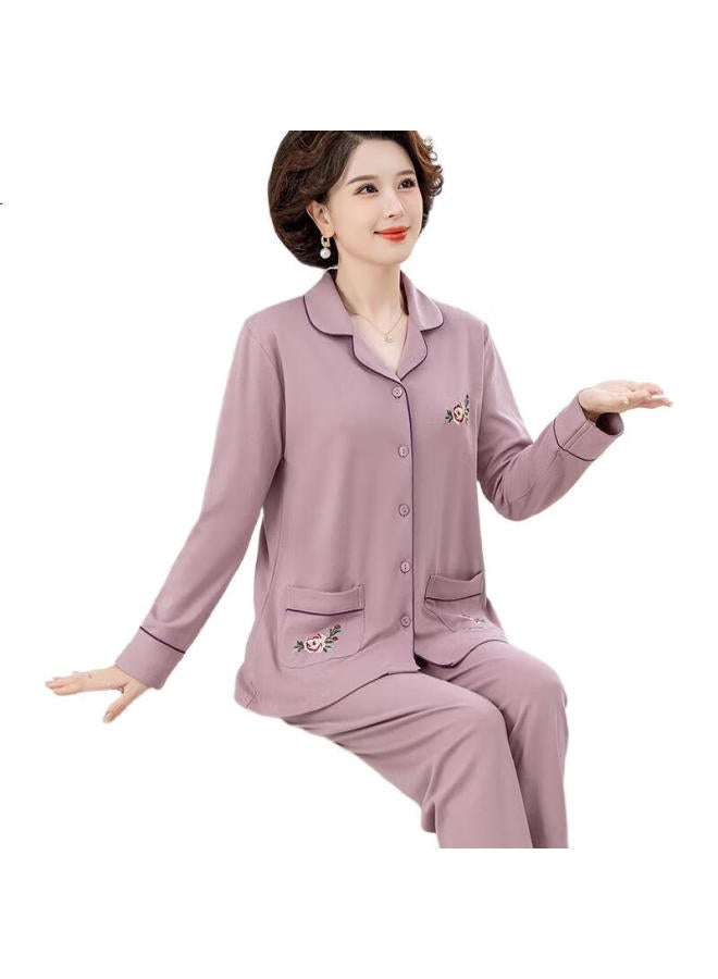 GUJIN 100% Cotton Pajamas For Middle-Aged And Elderly Women, Spring And Summer Loungewear, Plus Size Sleepwear Set For Grandmothers, 2Xl - Image 2