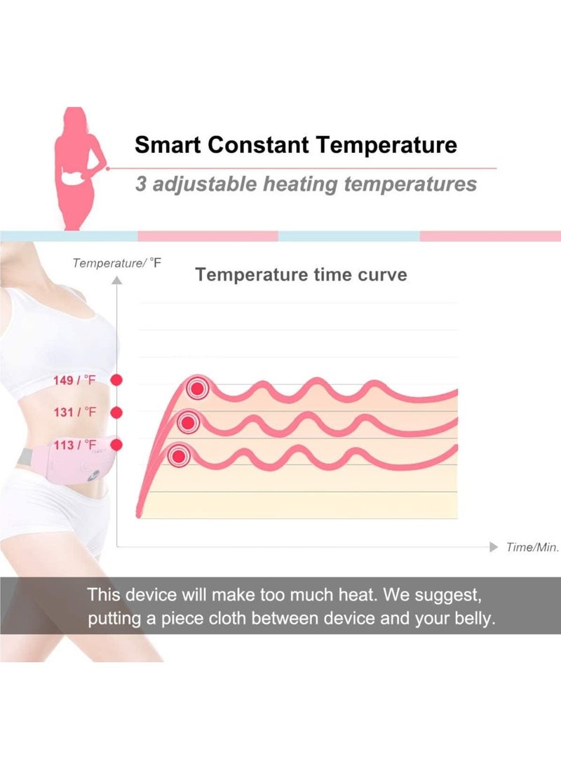 HUANLANG Portable Cordless Heating Pad, Electric Waist Belt Device Menstrual Relief Period Pain, Fast Heating Pad with 3 Heat Levels and 3 Massage Modes, Back or Belly Heating Pad for Women and Girl  - Image 4