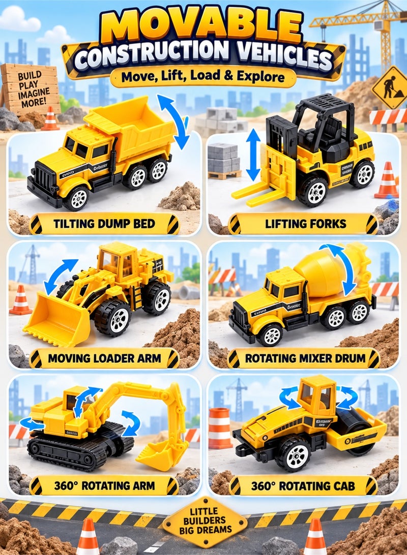 TOTOJOY Construction Vehicle Truck Toys Set for Kids Diecast Cars Play Carrier Trailer Truck with Mini Crane, Excavator, Digger, Dumper and Tractor Toys for Toddlers, Pack of 7 - Image 5