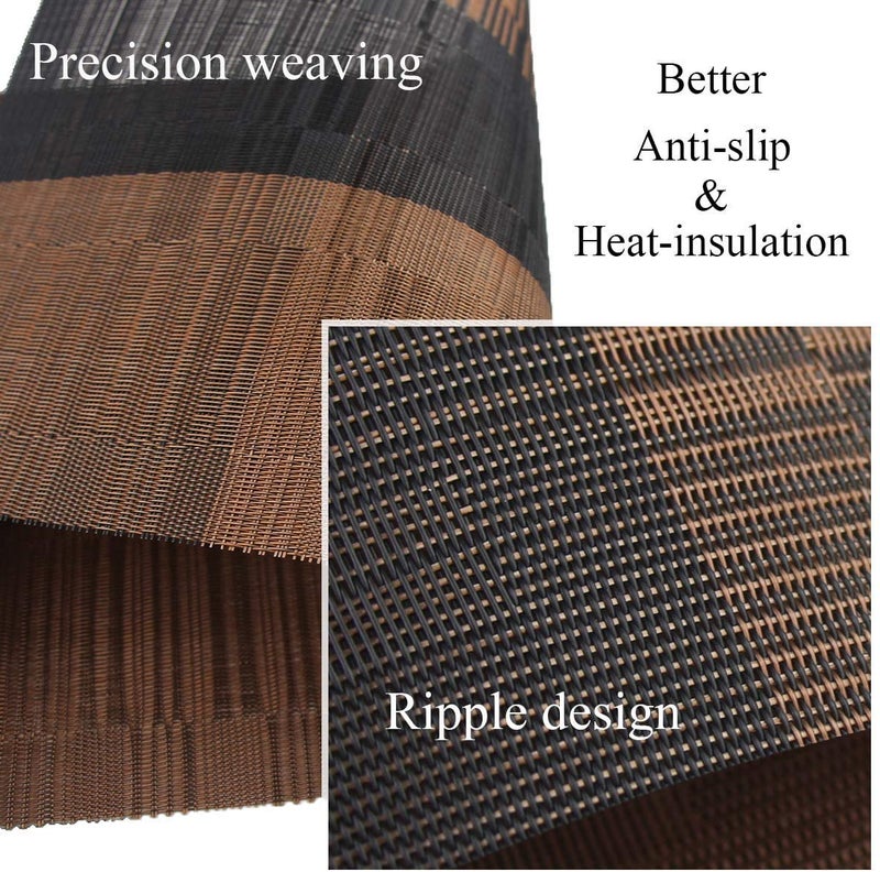 pepplo Washable Table Place Mats Table Mats PVC Placemats Non-Slip and Environmental Protection Dining Mats - Set of 6pcs (Brown-Black) - Image 4