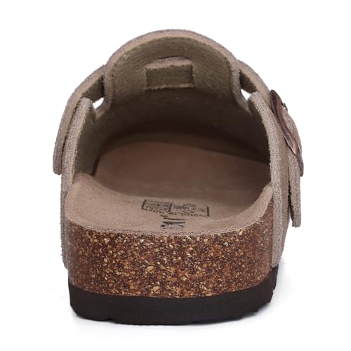 KIDMI Genuine Suede Clogs for Women Cork Footbed Sandals Leather Mules Potato Shoes with Arch Support Mocha 43 (Size 11) - Image 5