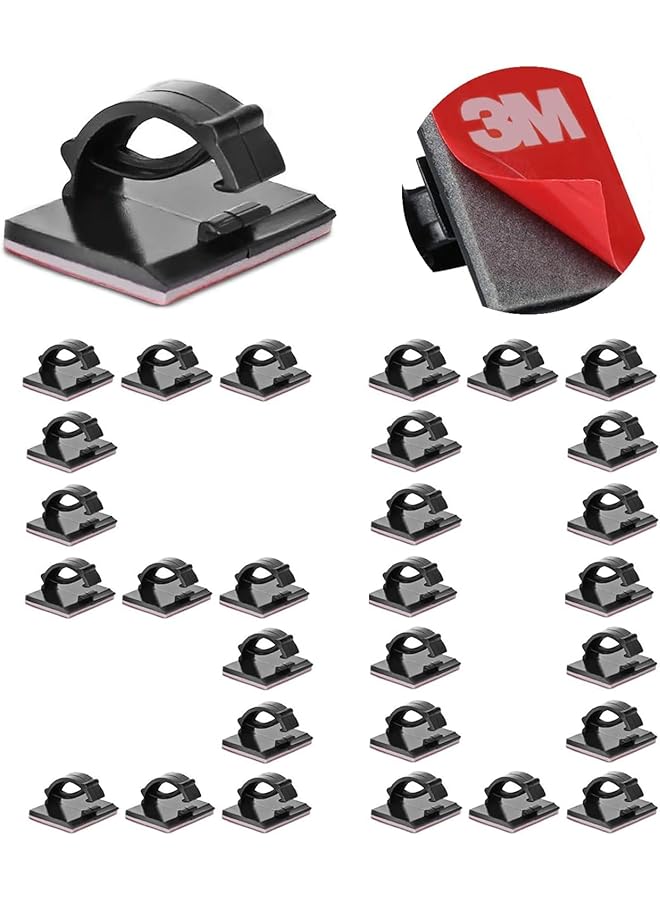 S-TOP Cable Clips Self Adhesive Cord Organizer, Wire Holder Clamp Management Sticky for Desk Car Dash Cam Tables Wall, Black 50pcs - Image 1