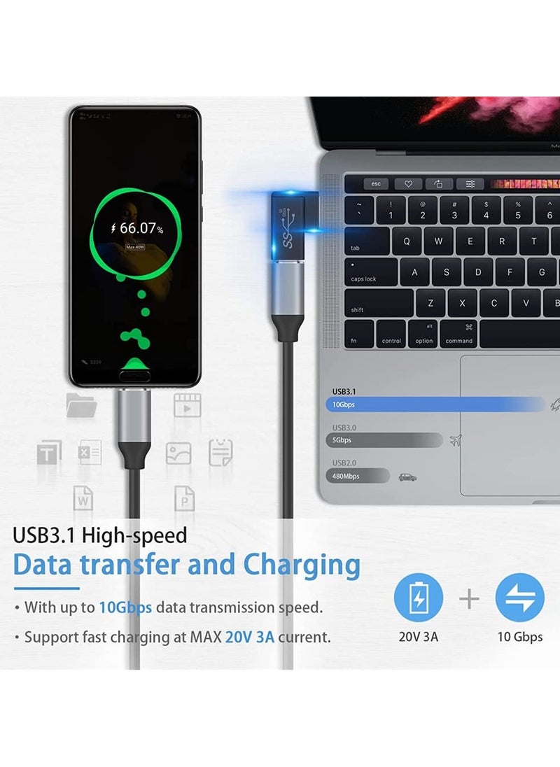 erorex 3 Pack Right Angle USB C to USB Adapter, 10 Gbps 90 Degree USB C Female to USB Male Adapter, USB 3.1 Gen2 Type C USB-C to USB 3.0 Adapter for USB C Cable, Laptops, Phone, Tablet (Black)  - Image 5