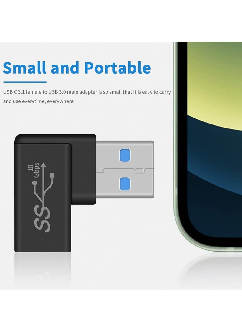 erorex 3 Pack Right Angle USB C to USB Adapter, 10 Gbps 90 Degree USB C Female to USB Male Adapter, USB 3.1 Gen2 Type C USB-C to USB 3.0 Adapter for USB C Cable, Laptops, Phone, Tablet (Black)  - Image 3