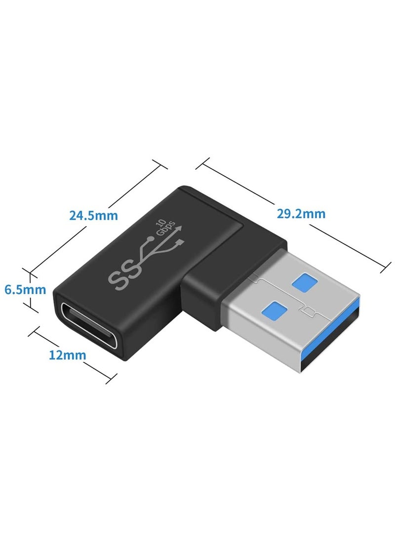 erorex 3 Pack Right Angle USB C to USB Adapter, 10 Gbps 90 Degree USB C Female to USB Male Adapter, USB 3.1 Gen2 Type C USB-C to USB 3.0 Adapter for USB C Cable, Laptops, Phone, Tablet (Black)  - Image 2