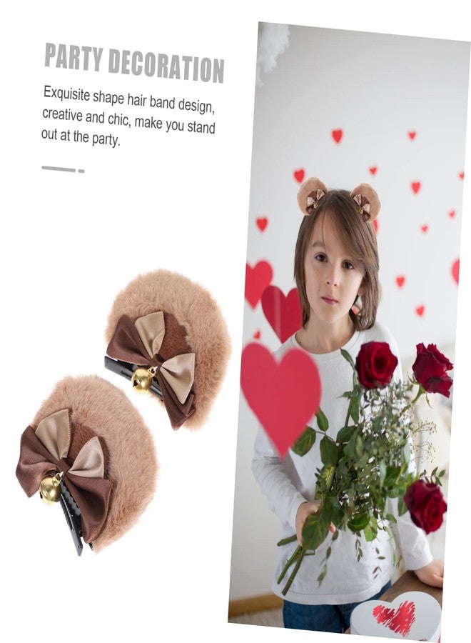 FRCOLOR 2 Pairs Bear Ear Hair Clips - Cute Women's Barrettes & Animal Ears Headband - Kawaii Anime Hair Accessories - Image 4