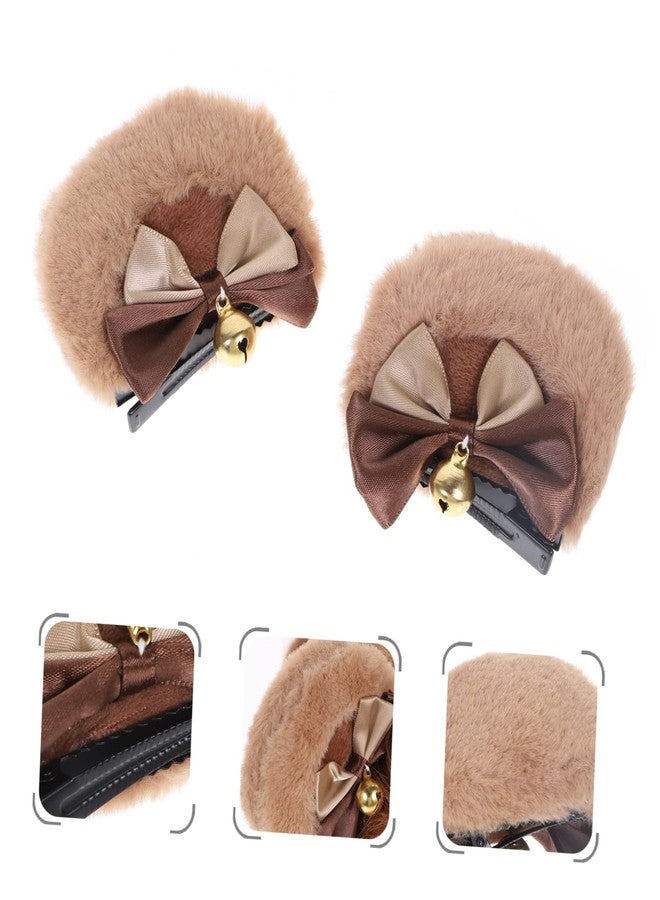 FRCOLOR 2 Pairs Bear Ear Hair Clips - Cute Women's Barrettes & Animal Ears Headband - Kawaii Anime Hair Accessories - Image 2