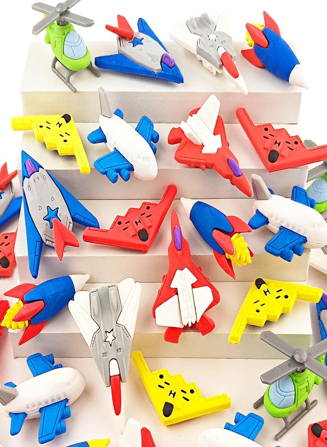Satomoto 32 Pcs Aircraft Puzzle Erasers - 3D Take Apart Rocket Pencil Erasers for Kids Classroom Prizes, Treasure Box, Game Rewards, Party Favors - Image 1
