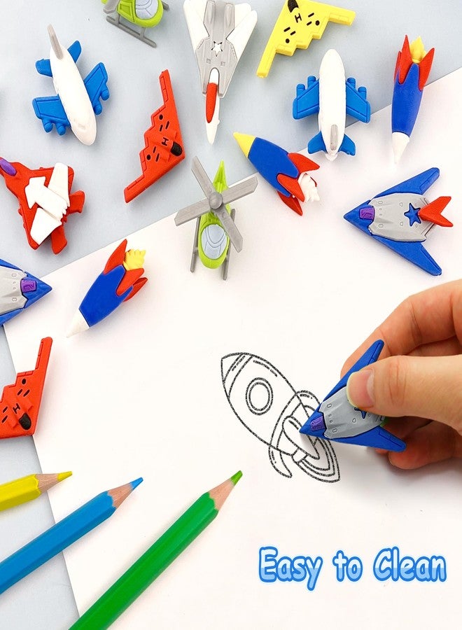Satomoto 32 Pcs Aircraft Puzzle Erasers - 3D Take Apart Rocket Pencil Erasers for Kids Classroom Prizes, Treasure Box, Game Rewards, Party Favors - Image 3