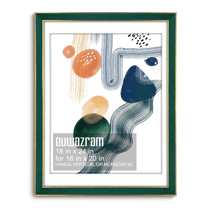 euwazram Suede 18x24 Frame - Single Frame, Elegant Green 18 x 24 Poster Frame with Mat for 16x20, Picture Frames for Artwork, Puzzles, Photos and Movie Posters - Image 1