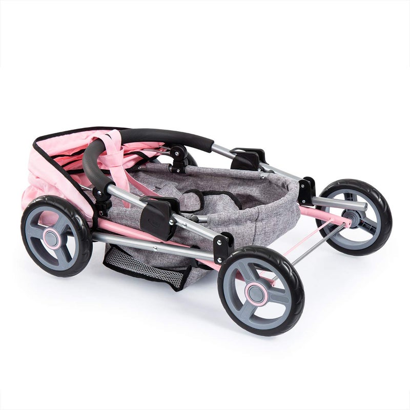 Bayer Dolls 4-in-1 Toy Baby Doll Pram Stroller Cosy Set - Dolls Up to 18" (Pink/Grey) - Image 5