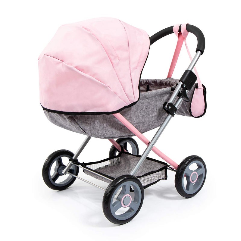 Bayer Dolls 4-in-1 Toy Baby Doll Pram Stroller Cosy Set - Dolls Up to 18" (Pink/Grey) - Image 2