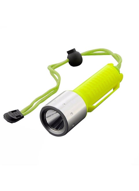 LED Adjustable and Waterproof Torch Light Green/Silver 16x7x7cm