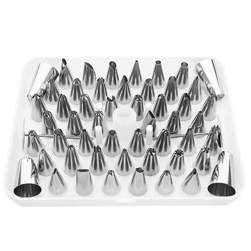 BAKING SET طقم الخبز 52 قطعة مجموعة فوهات تزيين الكريمة من الفولاذ المقاوم للصدأ لتزيين الكب كيك والمعجنات والحلويات والتارت والفطائر والكيك أدوات التزيين قابلة لإعادة الاستخدام وقابلة للغسل - Image 3