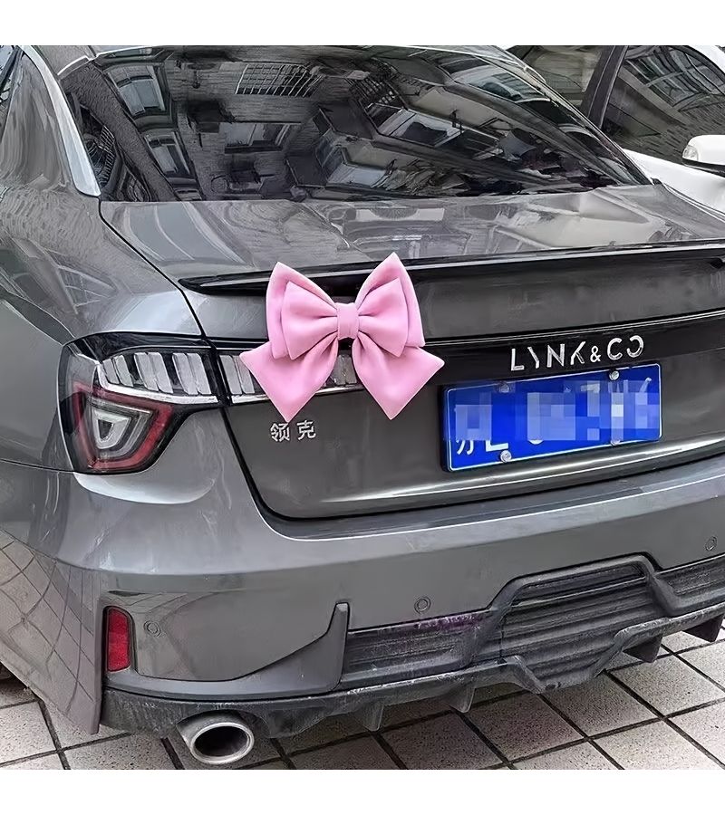 Pink Large 9.84inch Adorable Heart Bow For Car Door Steering Wheel Decor - Image 1