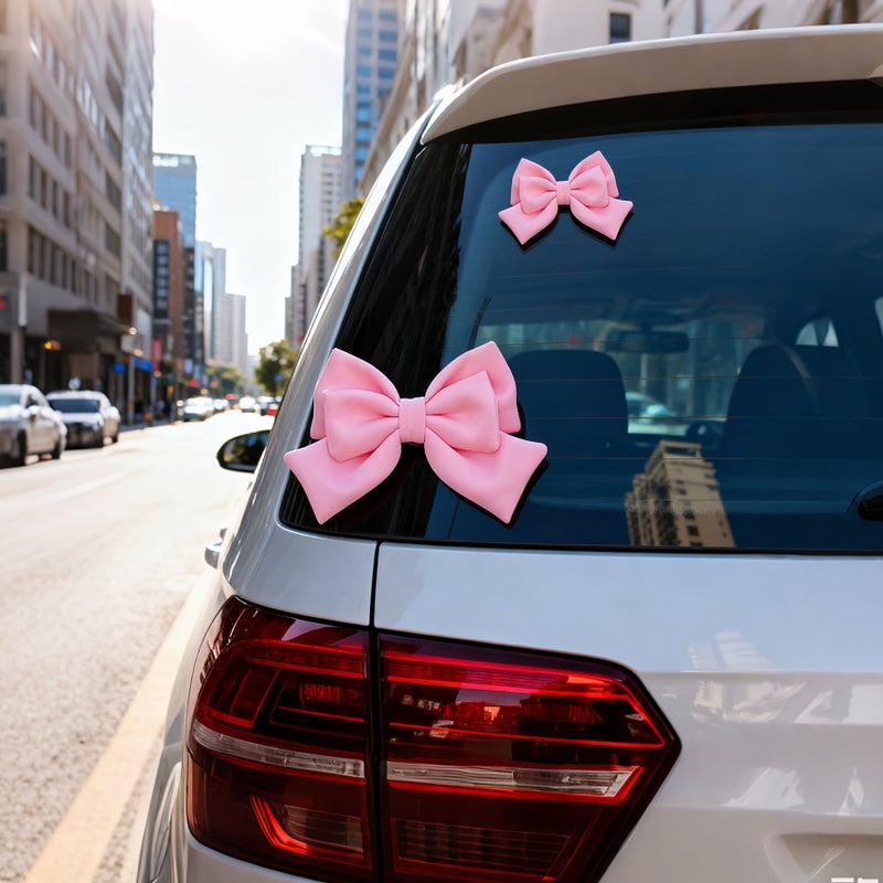 Pink Large 9.84inch Adorable Heart Bow For Car Door Steering Wheel Decor - Image 2