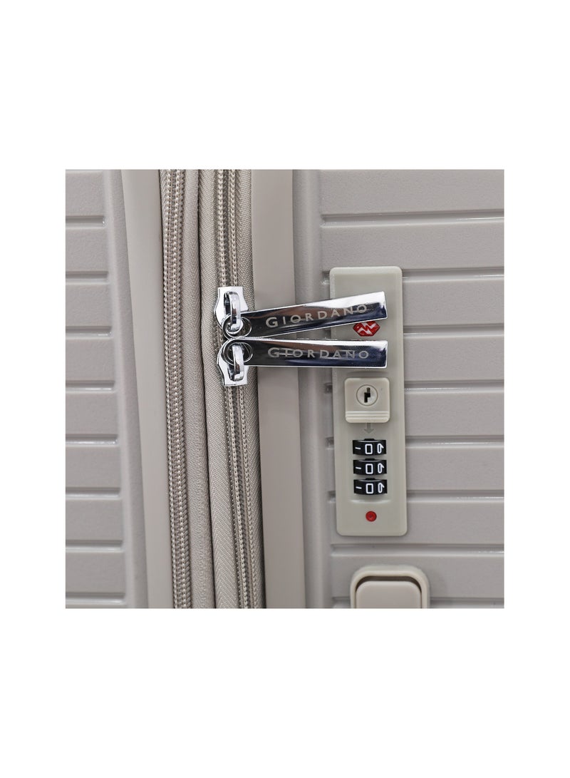GIORDANO حقيبة سفر جيوردانو الصلبة 3 قطع، بيج (S-20، M-24، L-28 بوصة) - Image 3