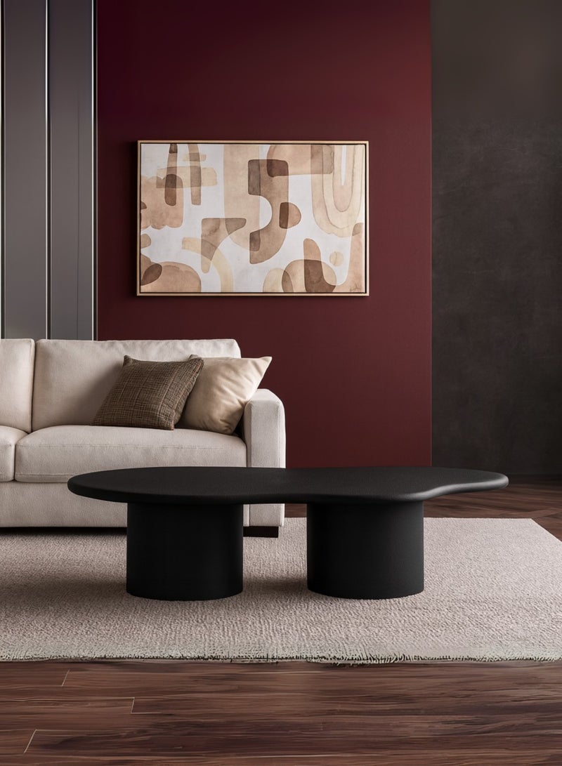 Karnak Halo Modern Black Coffee Table with Dual Cylinder Base – Minimalist Luxury Center Table for Living Room Balcony & Garden Living Room Table Bedroom Size 90x35x150cm - Image 1