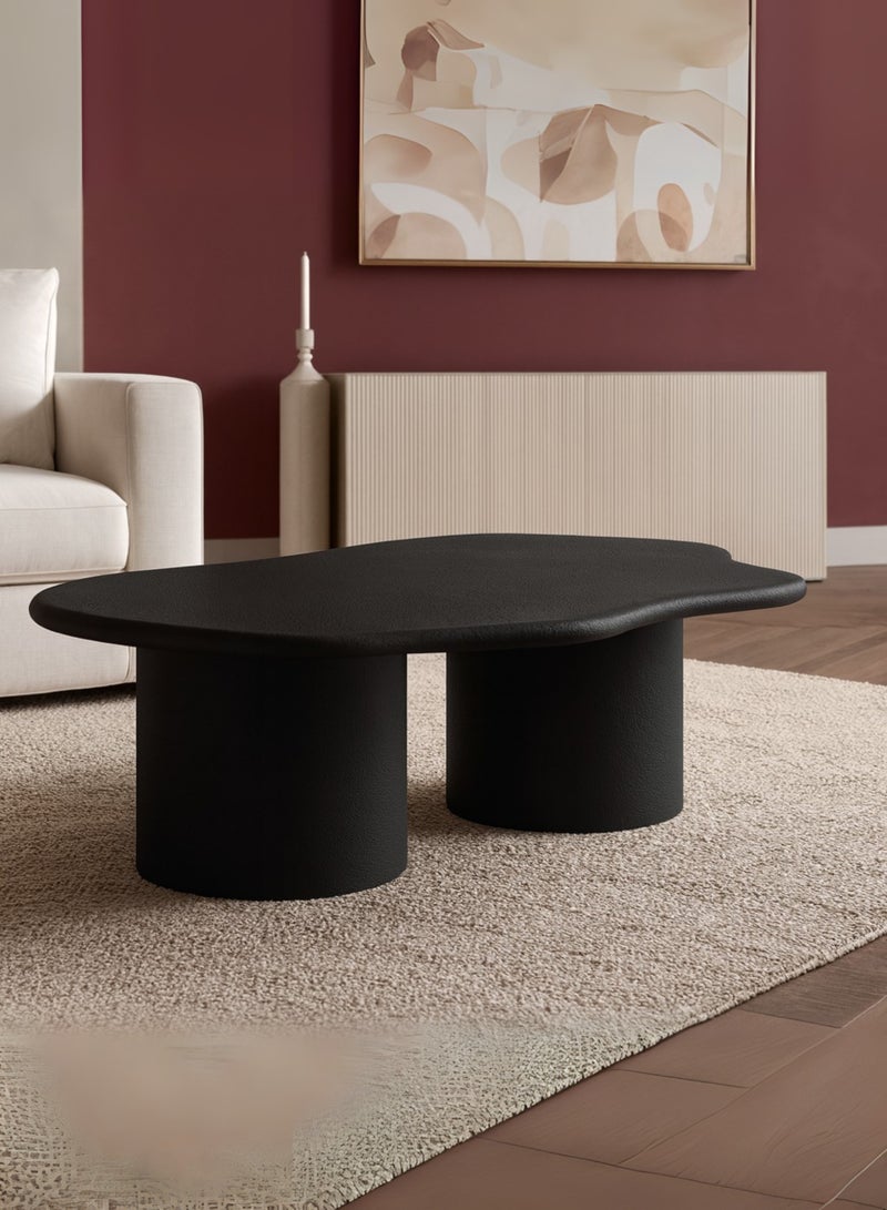 Karnak Halo Modern Black Coffee Table with Dual Cylinder Base – Minimalist Luxury Center Table for Living Room Balcony & Garden Living Room Table Bedroom Size 90x35x150cm - Image 2