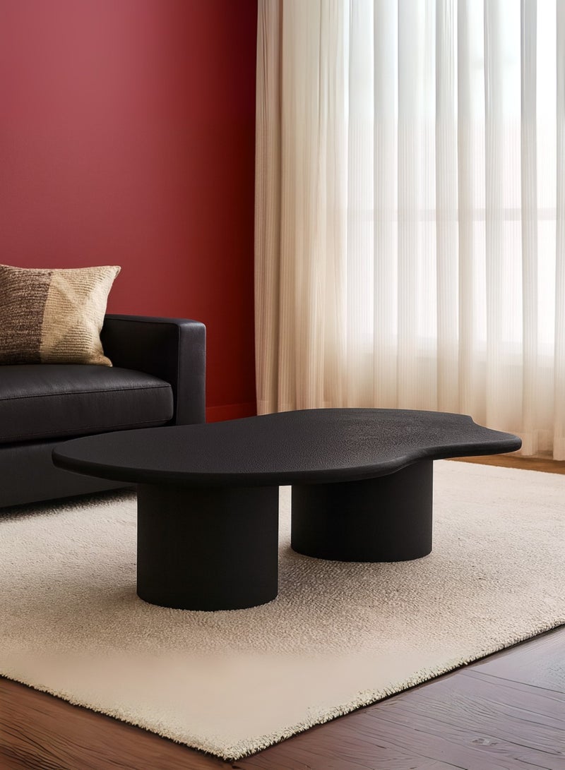 Karnak Halo Modern Black Coffee Table with Dual Cylinder Base – Minimalist Luxury Center Table for Living Room Balcony & Garden Living Room Table Bedroom Size 90x35x150cm - Image 4