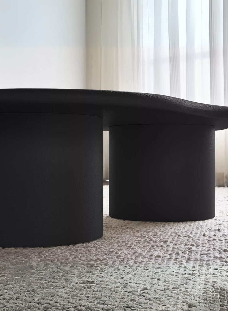 Karnak Halo Modern Black Coffee Table with Dual Cylinder Base – Minimalist Luxury Center Table for Living Room Balcony & Garden Living Room Table Bedroom Size 90x35x150cm - Image 5