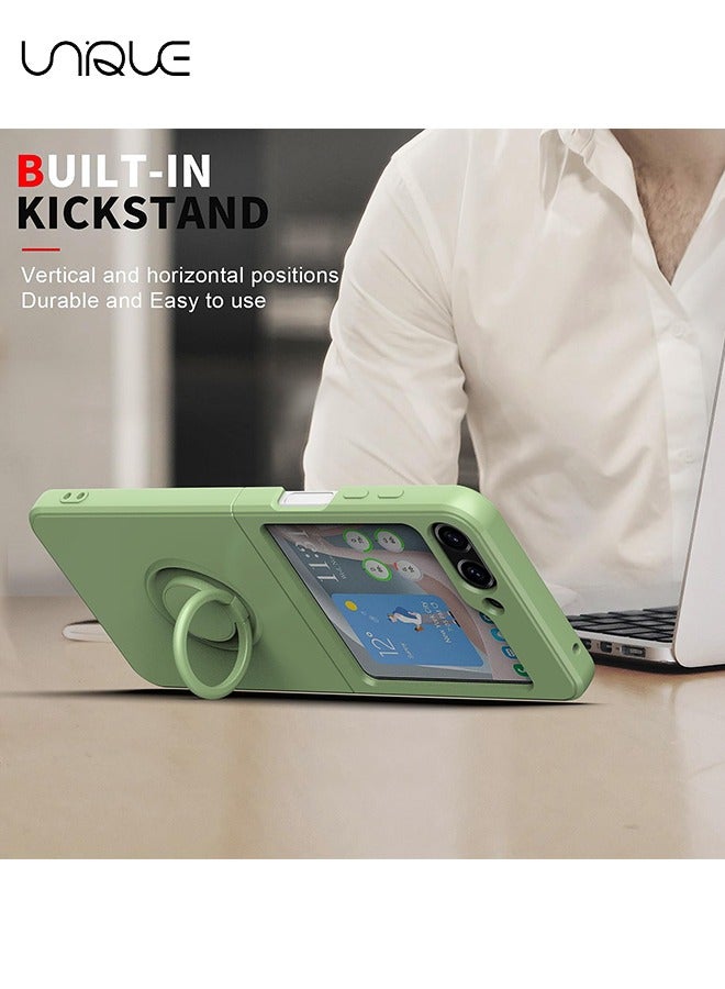 Unique For Samsung Galaxy Z Flip 5 Phone Case with Ring Stand Shockproof Full Body Protection Phone Case for Galaxy Z Flip 5 5G 6.7 Inch, Mint Green - Image 5