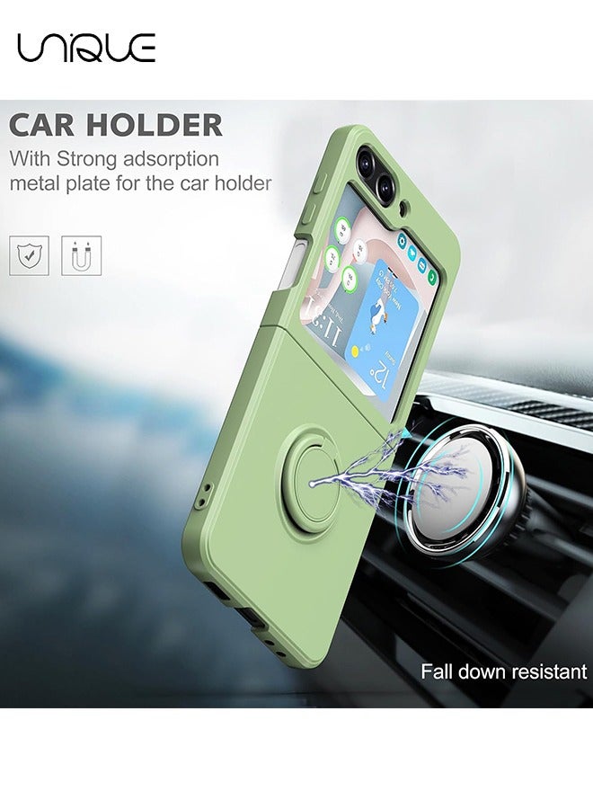 Unique For Samsung Galaxy Z Flip 5 Phone Case with Ring Stand Shockproof Full Body Protection Phone Case for Galaxy Z Flip 5 5G 6.7 Inch, Mint Green - Image 4