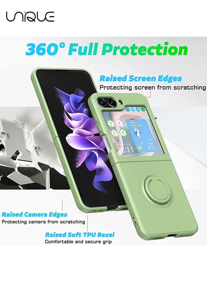 Unique For Samsung Galaxy Z Flip 5 Phone Case with Ring Stand Shockproof Full Body Protection Phone Case for Galaxy Z Flip 5 5G 6.7 Inch, Mint Green - Image 2