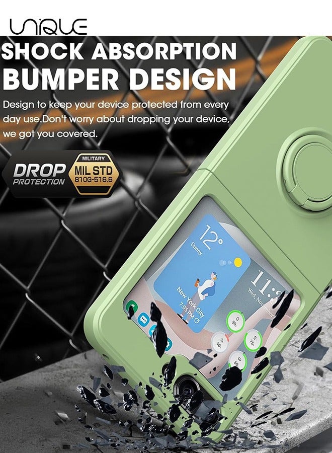 Unique For Samsung Galaxy Z Flip 5 Phone Case with Ring Stand Shockproof Full Body Protection Phone Case for Galaxy Z Flip 5 5G 6.7 Inch, Mint Green - Image 3