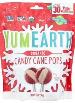 YumEarth Organic Candy Cane Pops Peppermint 30 Winter Wrapped Pops 6.5 oz (186 g) 