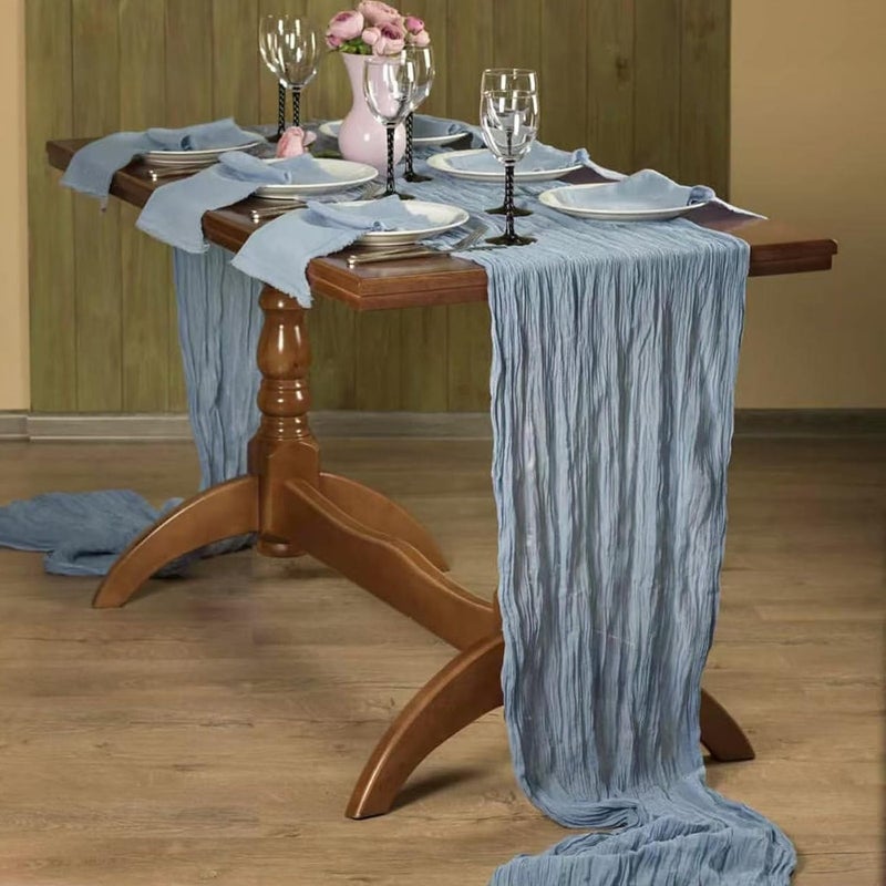 12-Pack Dusty Blue Cheesecloth Table Runner - 10Ft Boho Gauze for Weddings and Parties - Image 3