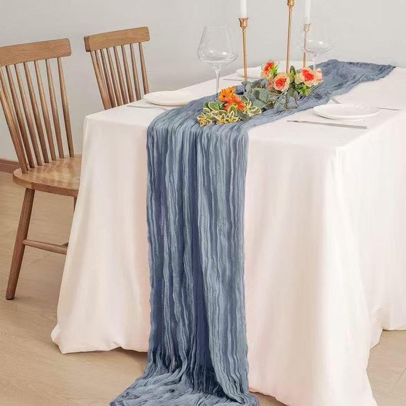 12-Pack Dusty Blue Cheesecloth Table Runner - 10Ft Boho Gauze for Weddings and Parties - Image 2