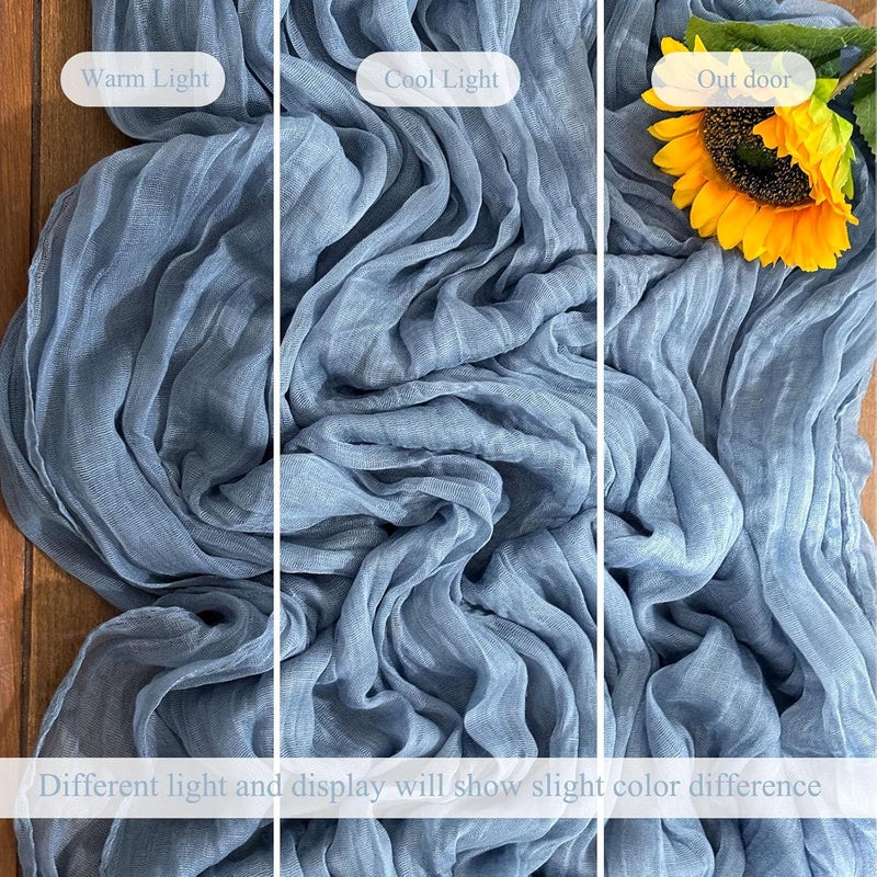 12-Pack Dusty Blue Cheesecloth Table Runner - 10Ft Boho Gauze for Weddings and Parties - Image 5
