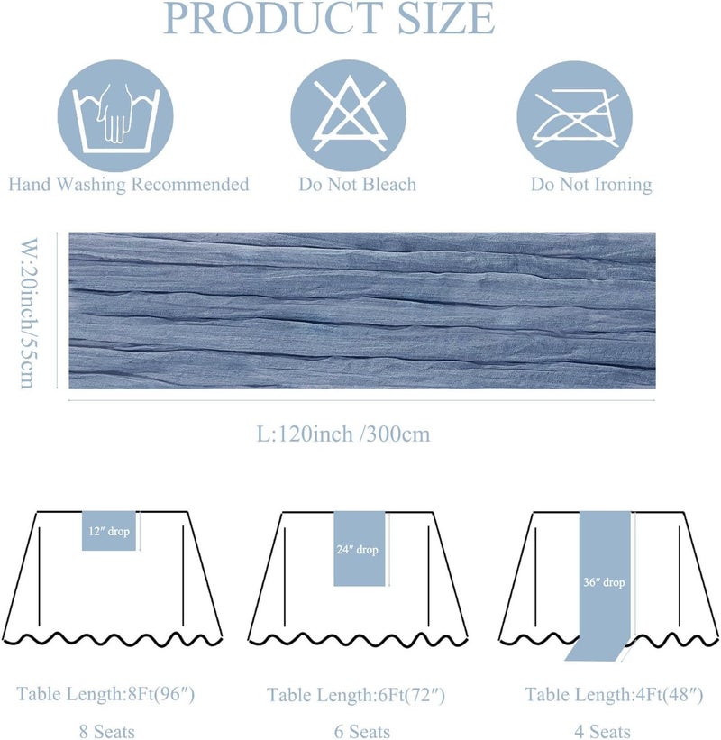 12-Pack Dusty Blue Cheesecloth Table Runner - 10Ft Boho Gauze for Weddings and Parties - Image 4
